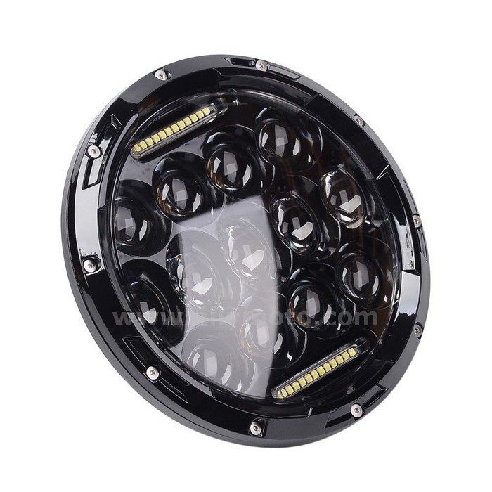 154 7Inch 75W Hi-Lo Beam Round Led Headlight Housing 6000K Red Drl Harley Davidson